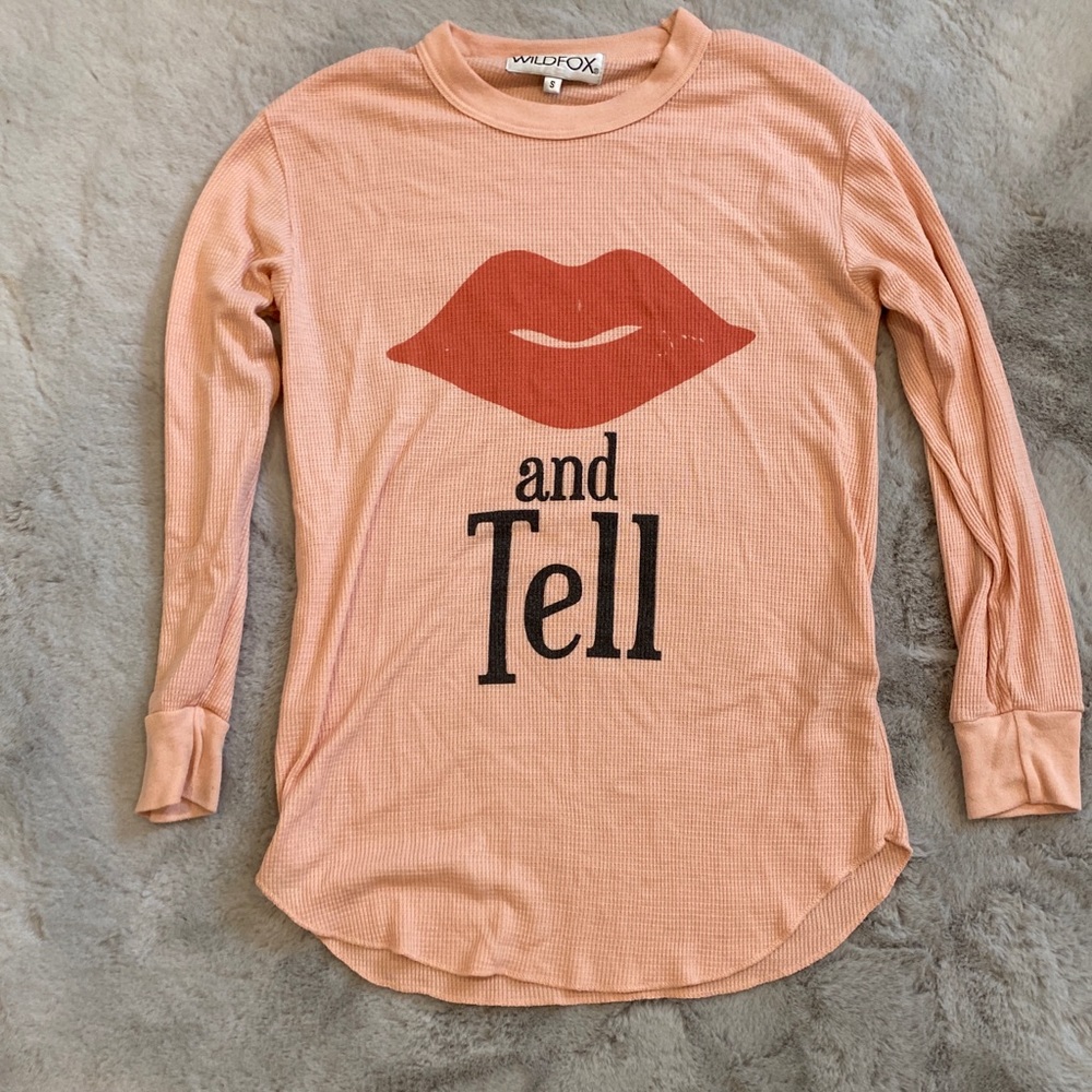 Wildfox valentines quarter length sleeve t-shirt peach size small